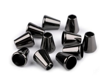 Metall Kordelenden Zylinder - nickel schwarz