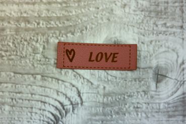 Kunstleder Label Love rouge-rosa
