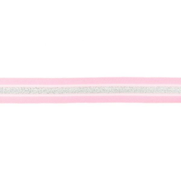 Seitenstreifen 25 mm Lurex silber-rosa