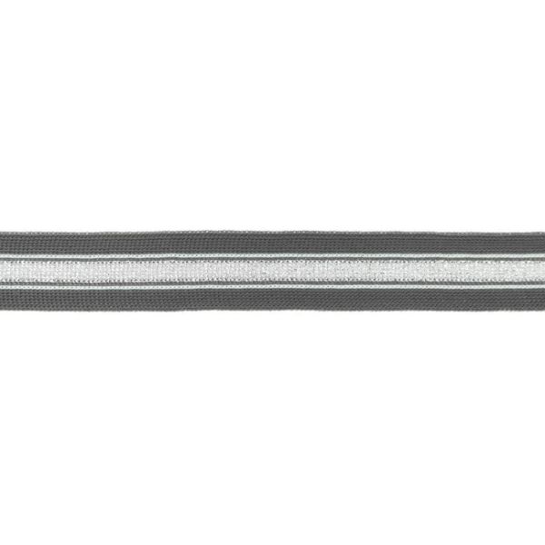 Seitenstreifen 25 mm Lurex silber-grau