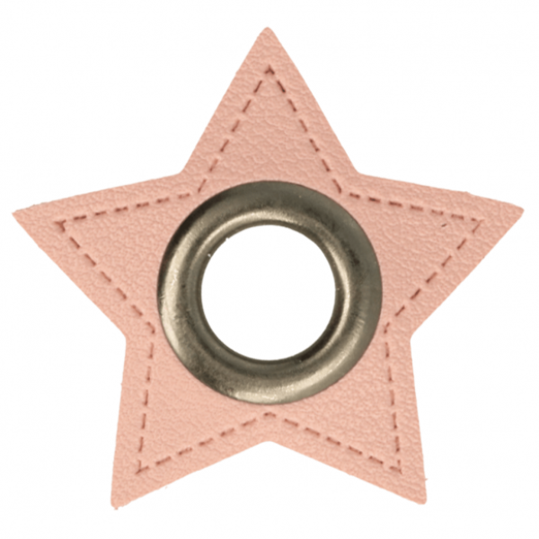 Ösenpatch rosa Stern - altsilber