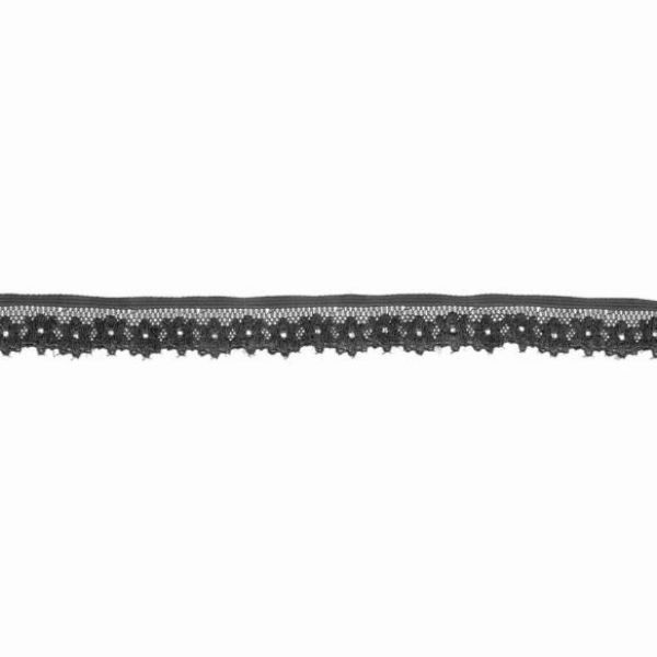 Spitzengummi 15 mm Blümchenmuster dunkelgrau